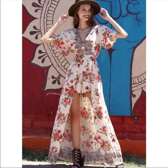 Floral Maxi Romper/Jumpsuit - Picture 4 of 5